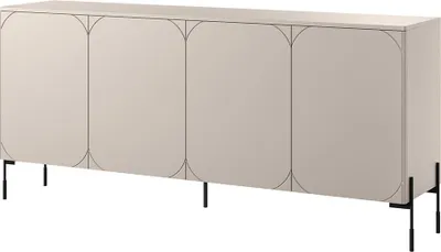 Produktbild von Wohnzimmer-Sideboard mit 204 cm Breite in kaschmir matt, 4 Türen, Metallfüße - SPLIT-141