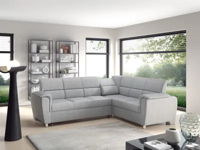 Produktbild von Ecksofa Schlafsofa Sofa SALVADOR Stoff Texas Hellgrau Kurze Schenkel Rechts