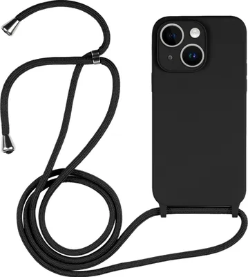 Produktbild von Mobigear Lanyard iPhone 15 Silikon Handykette - Schwarz