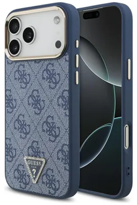 Immagine prodotto di Custodia Guess 4G Triangle Logo Magsafe per Iphone 17 Pro Max - Blu e oro