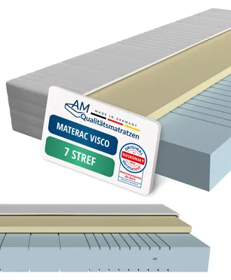 Zdjęcie produktu dla AM Qualitätsmatratzen | Materac Visco 160x200 cm | H3 | Wysokiej jakosci materac z 4 cm warstwa Visco | 20 cm wysokosci | Germany | 160 x 200 cm