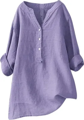 Produktbild von Elegante Damen-Leinenbluse - Sommer Langarm, Große Größen verfügbar, Bügelfrei, Mittelalter-Tunika-Stil