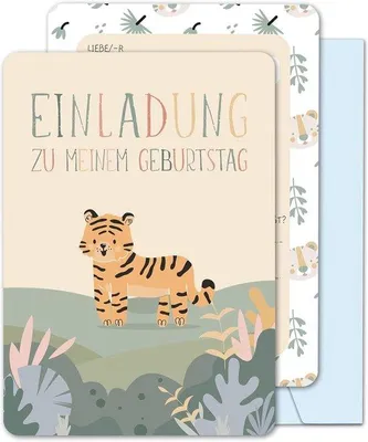 Produktbild von Famanu Einladungskarten für Kindergeburtstage mit bunten Umschlägen - A6 Format