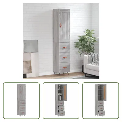 Produktbild von The Living Store Highboard Grau Sonoma 34,5x34x180 cm Holzwerkstoff