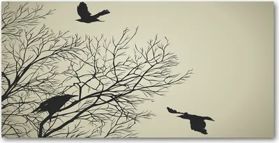 Produktbild von Tulup® Leinwandbild - 140x70 cm - Wandkunst - Drucke auf Leinwand - Leinwanddruck  - Tiere - Beige - Krähen Baum