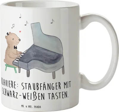 Produktbild von Mr. & Mrs. Panda Tasse Klavier Staubfänger - Weiß - Geschenk, Musik, Pott, Tasteninstrument, Musical, Lernen, Instrument, Kaffeetasse, mit Spruch, Kaffeebecher, Musiker