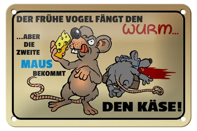 Produktbild von Blechschild Spruch 18x12cm der frühe Vogel fängt den Wurm