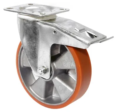 Zdjęcie produktu dla Zestaw kołowy skrętny BS ROLLEN z hamulcem całkowitym (koło Ø 125 mm, nośność 200 kg / z przykręcanym łożyskiem kulkowym) - LS420.B90.125