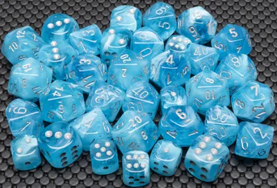 Obrázek produktu pro Sada kostek Chessex W6x12 Luminary sky blue/silver