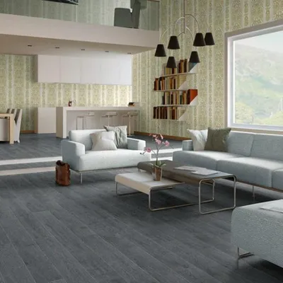 Produktbild von Livingandhome Vinylboden Holzoptik – Dunkelgrau, rustikal, kratzfest & selbstklebend