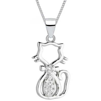 Katze Halskette Silberkette I Echtschmuck Geschenk für Tierfreunde I 38cm