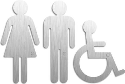 Produktbild von Toilettenschilder Damen - Herren - Rollstuhl Picto 3er-Set H=152 + 120 mm