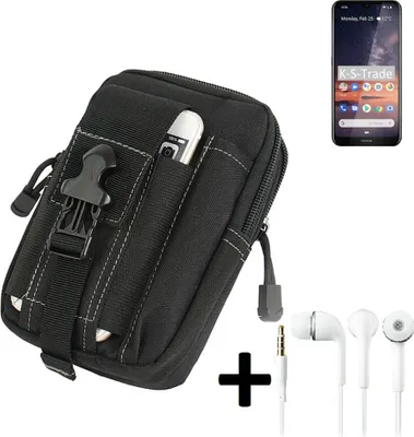 Produktbild von K-S-Trade Gürteltache + Kopfhörer kompatibel mit Nokia 3.2 Gürtel Tasche Holster Schutz Hülle Handy Hülle  schwarz inkl. Extrafächer