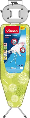 Produktbild von Vileda Perfect 2 in 1 Plus, Bügelbrett in Originalgröße, Trocken- & Dampfbügeleisen, Grün, Grau, Muster, Grün, 440 x 1220 mm