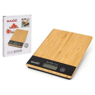Produktbild von Küchenwaage Basic Home Basic Digital karriert Bambus