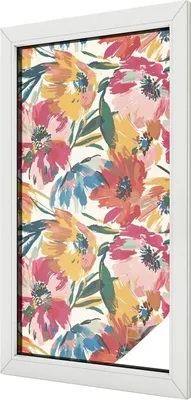 Produktbild von Buntglas Fensterfolie – 100x100 cm – Stained-Glass Design – blickdichte dekorative Sichtschutzfolie – selbstklebend, UV-Schutz – Blumenexplosion