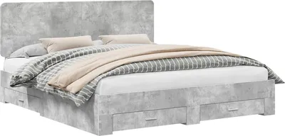 Obrázok produktu pre vidaXL Rám postele s čelom betónová sivá 200 x 200 cm materiál na báze dreva
