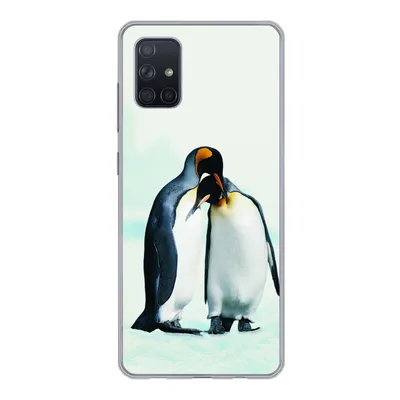 Produktbild von MuchoWow® Handyhülle Schutzhülle Hülle für Samsung Galaxy A71 Pinguine - Schnee - Familie Silikon Softcase Handy Hülle - Kartenbesitzer