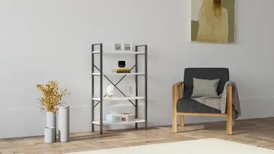 Image de Skye Decor, Mina - White, bibliothèque, blanc, 100 % PANNEAUX DE SPANCE REVÊTUS DE MÉLAMINE, 60 x 24 x 100 cm