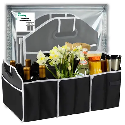 Productafbeelding van Grote kofferbak tas voor de auto - Kofferbak organizer - Met compartimenten - Draaghandgrepen - Antislip bodem - Zwart