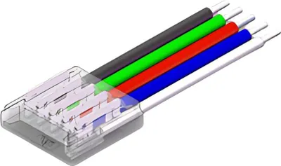 Produktbild von LED Anschlussverbinder – 5-polig, 12 mm, mit 15 cm Kabel, lötfrei für RGBW SMD LED Streifen