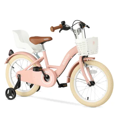 Obrázok produktu pre DERYAN Zoey Detský Bicykel 16 Palcov – Nastaviteľný Bicykel s Košíkom – Ružový
