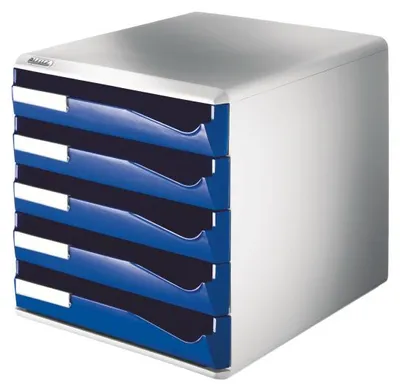 Produktbild von Leitz Schubladenbox 52800035 DIN A4 5Schubfächer lichtgr/bl