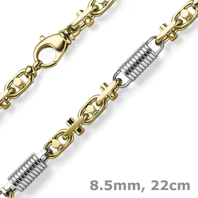 Produktbild von 8,5mm Monte Carlo Armband aus 750 Gold Gelbgold Weißgold massiv bicolor 22cm