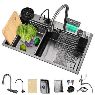 Imagen del producto de Fregadero de cocina - Fregaderos para cocina - Lavabo de cocina - Pileta de cocina - Fregadero de un seno - Acero inoxidable 304 - 80x45 cm