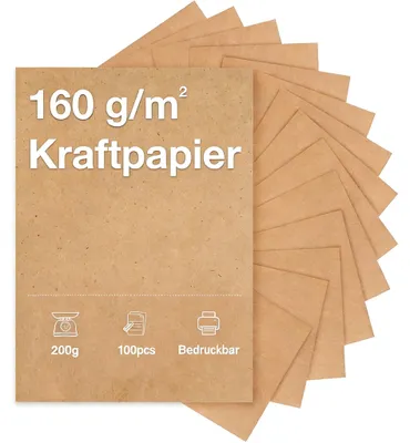 Kraftpapier A4, 160 g/m², 100 Blatt, braun, für Basteln & Drucken