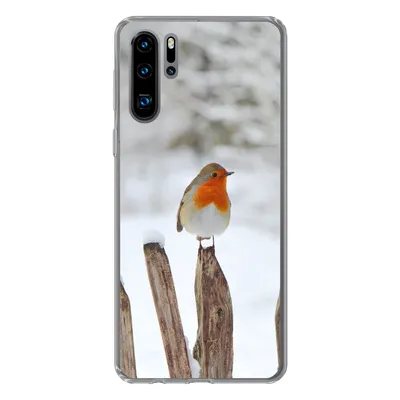 Produktbild von MuchoWow® Handyhülle Schutzhülle Hülle für Huawei P30 Pro Vogel - Zaun - Schnee Silikon Softcase Handy Hülle - Schutzdeckel