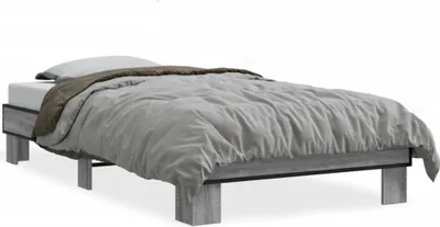 Produktbild von vidaXL Bettgestell Grau Sonoma 100x200 cm Holzwerkstoff und Metall