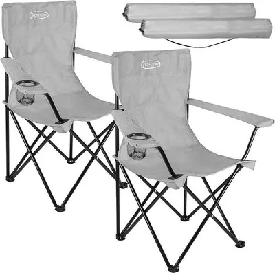 Produktbild von Campingstuhl, faltbar, Set aus 2 Stück, Klappstuhl, leichter und tragbarer Stuhl mit Getränkehalter und Armlehnen, bis 100 kg belastbar, ideal für Camping, Strand und Angeln