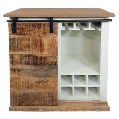 Produktbild von Barschrank B 72 H 80 cm Weinregal Wein Schrank Hausbar Weinbar Anrichte California weiß Mangoholz