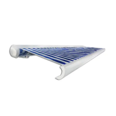 Produktbild von HOME DELUXE - LED Vollkassettenmarkise ELOS - Marineblau - Weiß, 395 x 300 cm - inkl. Wind- und Sonnensensor, Fernbedienung, Handkurbel, Montagematerial I Terrassenüberdachung Sonnenschutz Windschutz