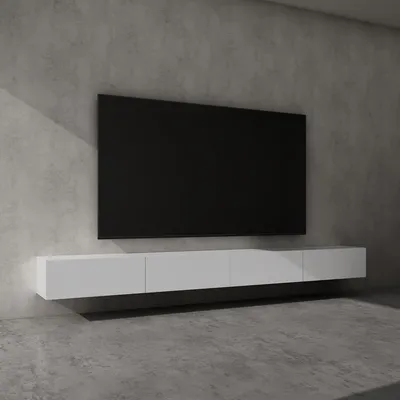 Immagine prodotto di doporro Mobile Porta TV Sospeso 320 cm con 4 Ante Bianco Opaco, Credenza Bassa da Soggiorno Salotto, Madia Consolle per TV Fernsehschrank02