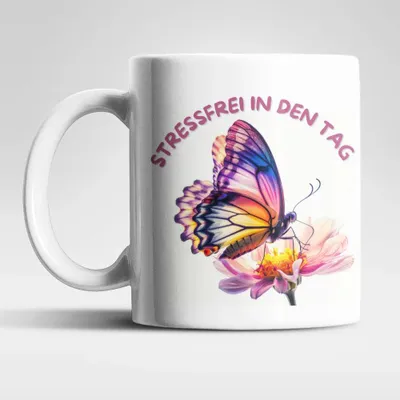 Produktbild von Stressfrei Schmetterling Butterfly Kaffeetasse Teetasse Tasse Geschenkidee – Stressfrei-02