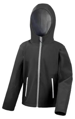 Produktbild von Result Core - "TX Performance" Softshelljacke mit Kapuze für Kinder FK3020 (140) (Schwarz/Grau)