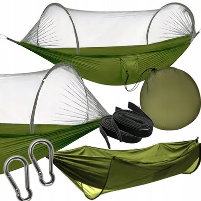 Produktbild von Doppelhängematte mit Moskitonetz XXL Camping Hängematte für 2 Personen – Reisehängematte für Garten, Camping & Trekking
