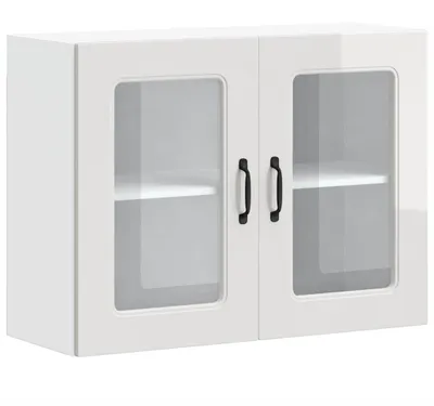 Immagine prodotto di vidaXL Pensile da cucina con anta in vetro Kalmar in legno bianco lucido