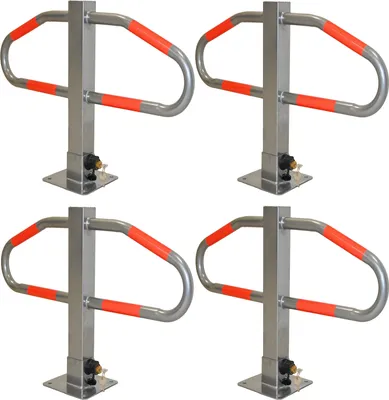 Produktbild von 4x Parkplatzsperre 47 x 73 cm Metall grau abschließ- und klappbar Parkplatzbügel Sperrbügel Poller