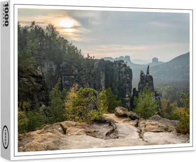 Produktbild von raxxa Premium-Puzzle "Abendlicht im Elbsandsteingebirge", 1000 Teile