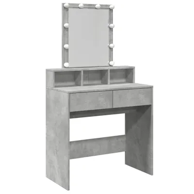 Produktbild von Schminktisch mit LED-Beleuchtung Betongrau 80x41x144,5 cm