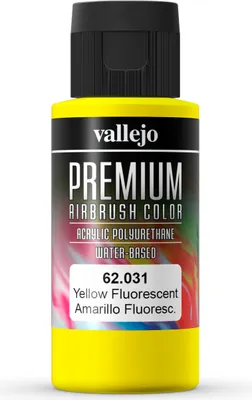Obrázek produktu pro Prémiová fluorescenční barva Vallejo 62031 Yellow Fluo 60ml Airbrush Acrylfarbe