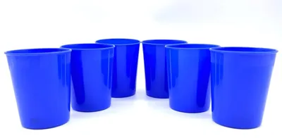 Produktbild von 6er-Set Trinkbecher, 180 ml, stapelbare Kunststoffbecher, blau
