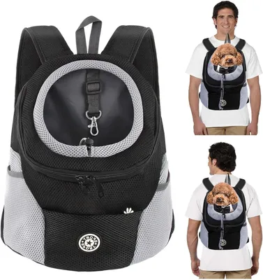 Immagine prodotto di Zaino per animali domestici - Borsa trasportino per gatti - Viaggi con animali domestici - Apertura regolabile per il collo - Taglia L - Nero