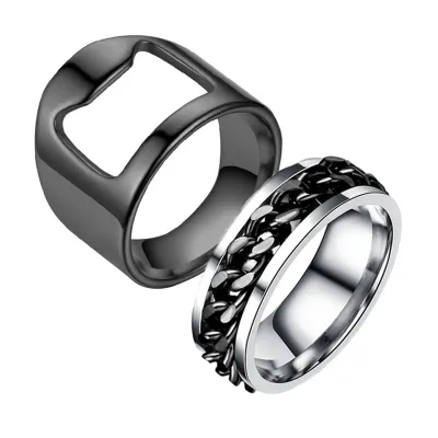 Produktbild von 1 Set Flaschenöffner Ring Ring Sparende hohe Haltbarkeit Edelstahl-Flaschenverschluss Remover Ring für Pub-SchwarzGröße:US 12