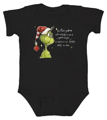 Productafbeelding van Misschien betekent Kerstmis een beetje meer "Grinch". Grappig babyrompertje, zwart, maat 6/12