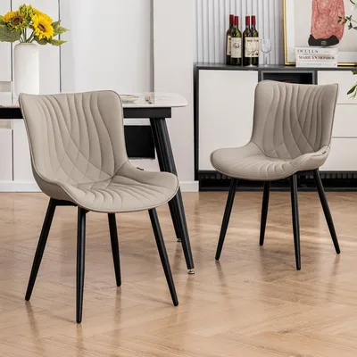 Esszimmerstühle Set von 2, Visstaart-Design, ergonomisch, olivgrün