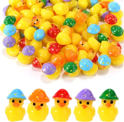 Produktbild von Miniatur Enten 50 Stück, mit Pilzhut, Resin Dekoration, für Garten, Mikrolandschaft